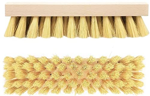 hillfield 2er Set Scheuerbürste – Wurzelbürste aus Holz mit Naturborsten aus Fibre - Scheuerbürsten, Wurzelbürsten, Hand Schrubber, Putzbürste - Griff aus Holz - Bürsten Made in Germany