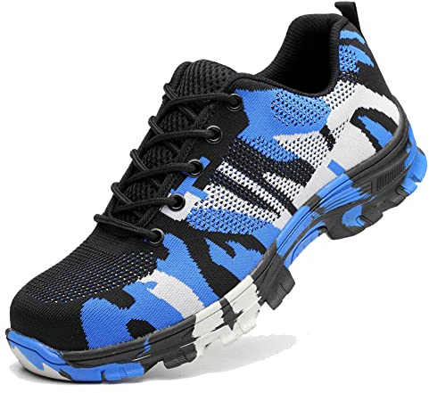 frysen Zapatos De Seguridad para Hombre con Puntera De Acero Mujer Calzado De Trabajo Zapatos De Deportivos Transpirables Construcción Botas Trekking Oscuro Azul 40 EU
