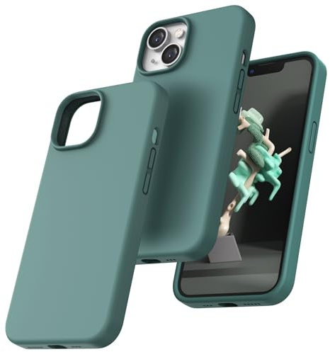 TOCOL Silicone for iPhone 14 Case 6.1-Inch, Liquid Silicone Multi-Color Slim Silky-Soft Touch Anti-Scratch Shockproof Protective Phone Cover, Midnight Green