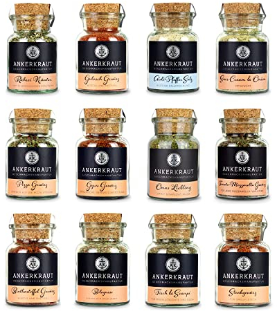 Ankerkraut Gewürz Set mit 12 Gewürzen: Best of Ankerkraut 3, leckere Zutaten für vielfältigen Geschmack in der Küche und am Grill, Fleisch und Gemüse im Handumdrehen zubereiten…