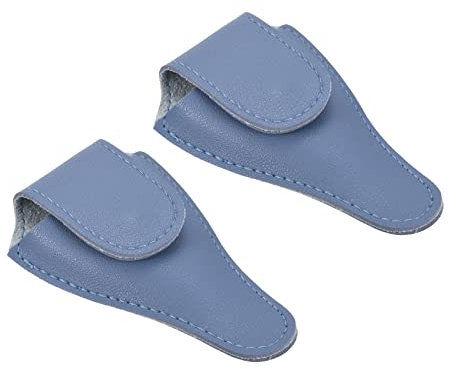 PATIKIL 4.5x2.6 Bordado Tijeras Funda, 2 Paquete PU Cuero Uñas Cutícula Tijera Cubierta Pequeño Punta Pinzas Tijeras Protector Estuche, Claro Azul