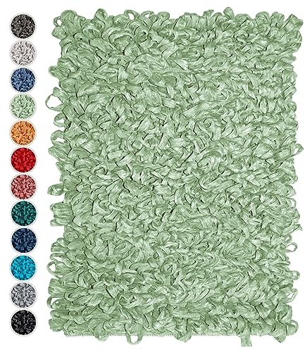 Lashuma Badezimmermatte flauschig Lindgrün, moderener Shaggy Teppich Größe: 50x70 cm