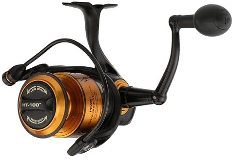 PENN Spinfisher VII | Moulinet à Tambour pour la pêche en Eau salée avec étanchéité IPX5 | Frein HT-100 pour la pêche en Bateau, la pêche en mer et la pêche dans Les rochers | Taille 9500 | Or Noir