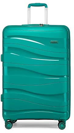 KONO Koffer Trolley Reisekoffer Mittelgroß Leicht Hartschalenkoffer mit TSA Schloss Zwillingsrollen Rollkoffer 4 Rollen (Türkis, L)