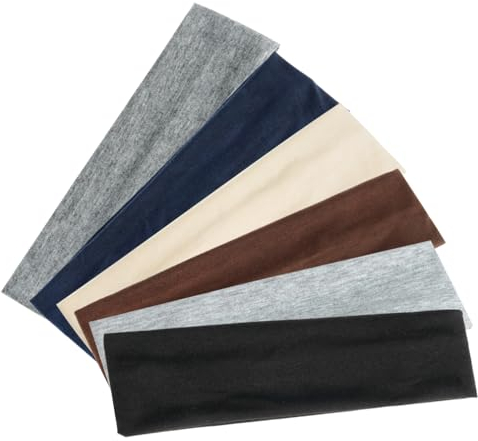 Voarge 6 Stück Sport Stirnbänder, Schweißbänder Haarband, Stirnband Beliebte Frauen Haarschmuck Schwarz, rutschfesten Baumwoll-Stirnbändern (6 Farben)