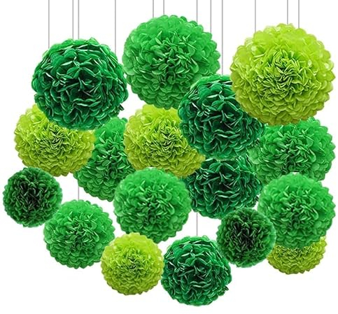 12 Pezzi Pompon di Fiori Verdi Pompon di Carta Velina 3 Misure Pompon Decorativi per Feste Pompon Decorativi Fiori di Carta Decorativi Adatto per Matrimoni Decorazioni per Feste di Compleanno