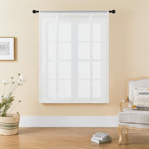 SIMPVALE 1 tenda a pacchetto in tulle, con tasca per bastone, romantica, in voile traslucido, per soggiorno, camera da letto, balcone, cucina, bagno, colore oro, 80 x 140 cm, HHT1326