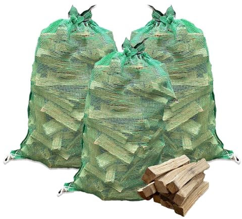 3 x 25L Net Warma Oak Wood Pizza Kindling Kiln Dried Hardwood Little Logs 75L - Ready to Burn - Suitable for Ooni Uuni Nero Dellonda Portable Pizza Ovens Firewood Multi Fuel Stove Chimenea Open Fires