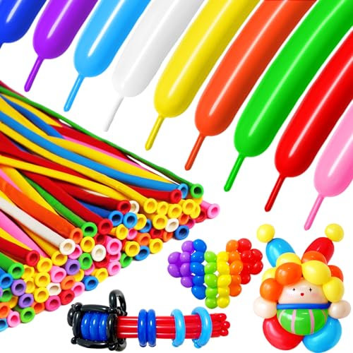 Modelling Balloons 100 Pieces Mixed Coloured 260Q Long Twisting Balloon Latex Magic Balloons for Party Birthday Wedding Clown Decorations (Colorful Ballons)