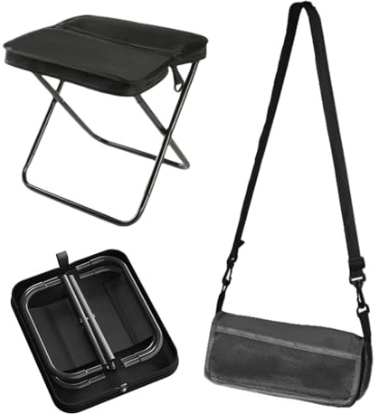 Ryfpdml Folding Stool, Portable Camping Stool Foldable Lightweight Camping Stool Mini Outdoor Folding Lazy Chair Collapsible Stool for Camping Fishing Picnic Hiking home (Black)