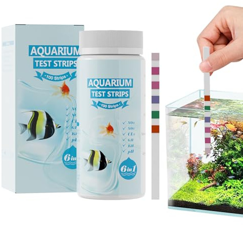 Prueba de Agua para Acuario, 100 piezas de prueba para estanque, 6 en 1 Probador de Calidad de Agua de Papel para Diario, Agua Salada, Principiantes y Uso