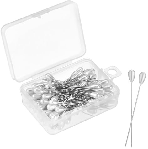 100 Pcs Boutonniere Pins, Corsage Pin, Pearl Head Decorative Pins, 2 Teardrop Pearl Bouquet Straight Pinning for Wedding Quilting Sewing Pinning Quilt Flower DIY Crafts