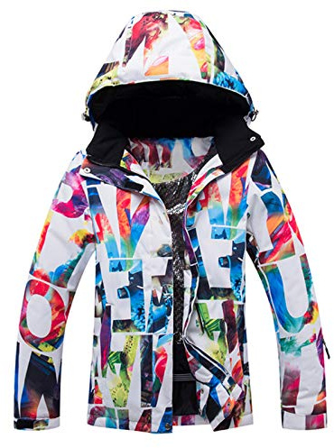 Chaqueta de esquí para mujer, impermeable, acolchada, cálida, para mujer, colores, resistente al viento, para deportes al aire libre, chaqueta de invierno con bolsillos con cremallera, ropa exterior