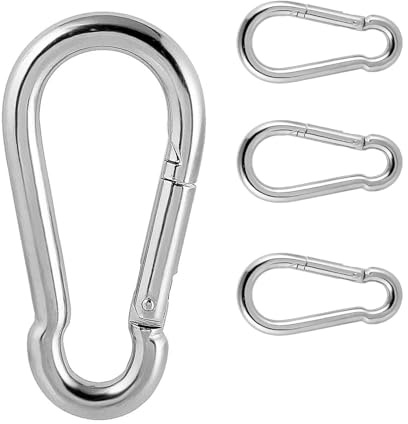 4 Pcs Carabiner Clip Heavy Duty, Small Carabiner Clips, Snap Hooks, M6 X 60mm, For Keychain Fishing Hiking Outdoor Activity Camping Awning, Hiking, Hooks