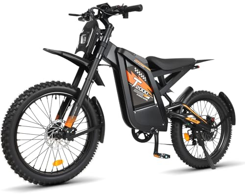 OUXI Bici Elettrica Off-Road 48V 30Ah, Dirt Bike Coppia 150Nm, Freni Idraulici a Disco, Pneumatici Fat 25x3.0, Doppia Sospensione, Moto Cross Elettrica con Display LCD e Frecce Direzionali (Arancia)