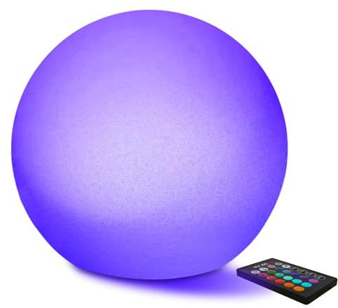 Mr.Go 12 Waterproof Light LED Ball Lamp Color Change Mood Light with Remote, Rechargeable Sphere Lamp Garden Orb Night Lighting with 16 Dimmable Colors for Indoor Outdoor Decor