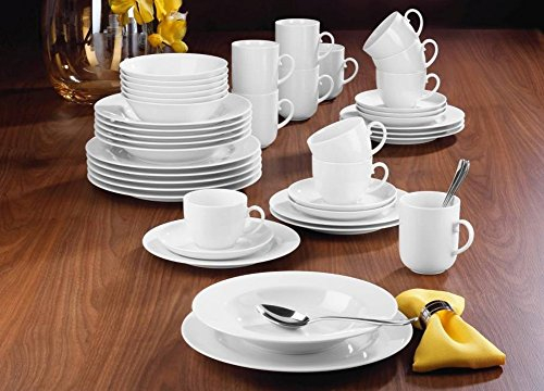 Seltmann 001.728984 Weiden Rondo/Liane - Servizio combinato rotondo in porcellana, 42 pezzi, colore: Bianco