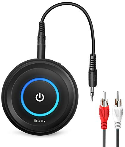 Golvery Bluetooth 5.3 Transmitter Receiver for TV/Airplane, 2 in 1 Wireless Flight Adapter, Support 2 Wireless Headphones, 3.5mm Aux Audio and RCA Jack Adapter for PC, Home Stereo