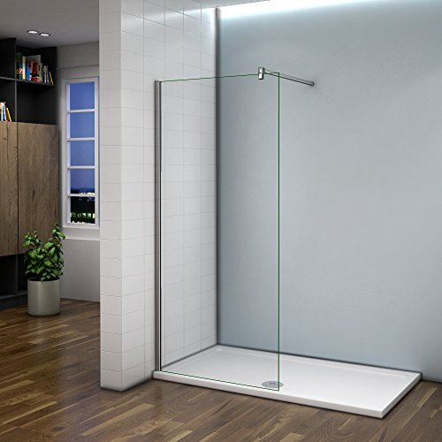Paroi de douche 70x200cm verre anticalcaire cabine de douche à l'italienne avec barre de fixation 140 cm