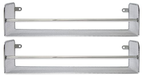 Amtido Spice Rack 2-Pack Wall and Inside Cupboard Door Mount - Metal Mesh Spice and Jar Holder Organiser - Chrome