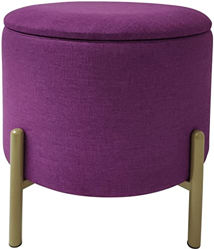 ECHTWERK Pouf Logan, con vano portaoggetti, Coperchio Rimovibile, Contenitore Rotondo, con Piedi in Legno, Adatto per Camera da Letto e Soggiorno, 40 x 40 x 40 cm, Fino a 150 kg, bay