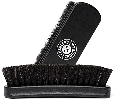 Premium Shoe Brush - Horsehair Shoe Brush - Concaved Handle for Premium Grip, Black