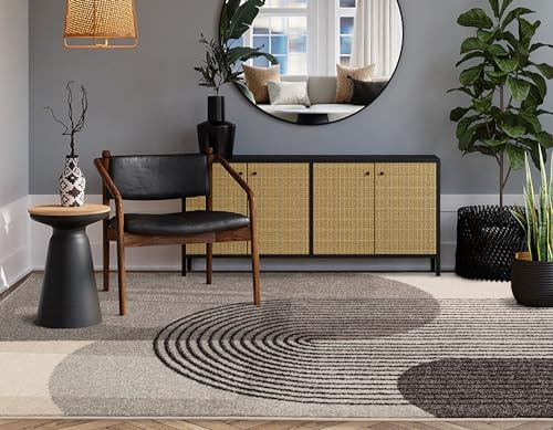 Lord of Rugs Living Room Rug Geometric Bedroom Dining Room Home Office Kitchen Area Rug Grey Retro Medium 120x170 cm (4'x5'6)