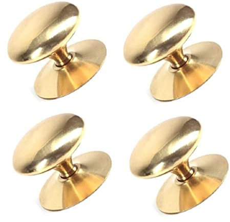 TERF® Lot de 4 boutons de porte traditionnels victoriens en laiton poli 20 mm avec vis de fixation pour placard de cuisine et armoire