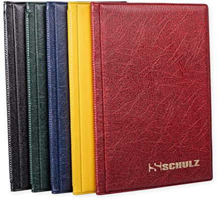 Coin Collection Album – 50p £1 £2 A-Z 10 pence 10p Storage Holder – Mini Handy Collecting Pocket - Protect and Store 96 Coins - Original SCHULZ Coin Album in Red