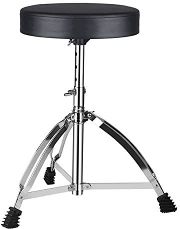 Silla de batería, taburete redondo de cuero PU de 11 pulgadas, taburete de batería con trípode ajustable, accesorios para instrumentos musicales, pies antideslizantes para niños y adultos, rendimiento