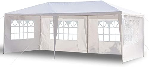 3x9M/3x6M/3x3M Tonnelle Tente Gazebo Pavillon de Jardin Tente de Réception，pour Fête/Mariage/BBQ (3X6M, 4 Bâches)