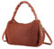collezione alessandro Schultertasche Teddy aus rostrotem Teddystoff mit Leder 33cm x 20cm x 10cm