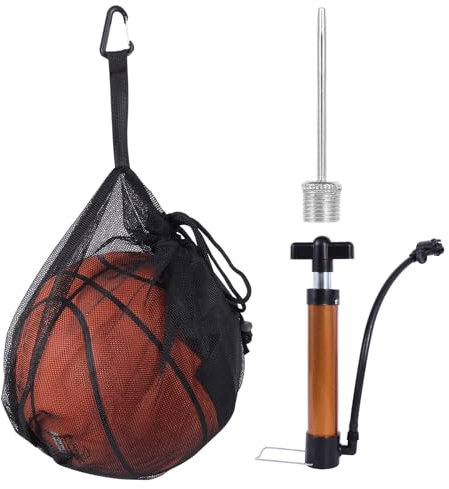 YFPOPONE Ballnetz 1 Ball, Ballnetz Mit Karabinerhaken, Universal Ballsack Mit Pumpe, Schwarz Ball Aufbewahrung, Kordelzug Ball Netz Für Fußball Zubehör, Ballsack Tragbare Für Basketbällen