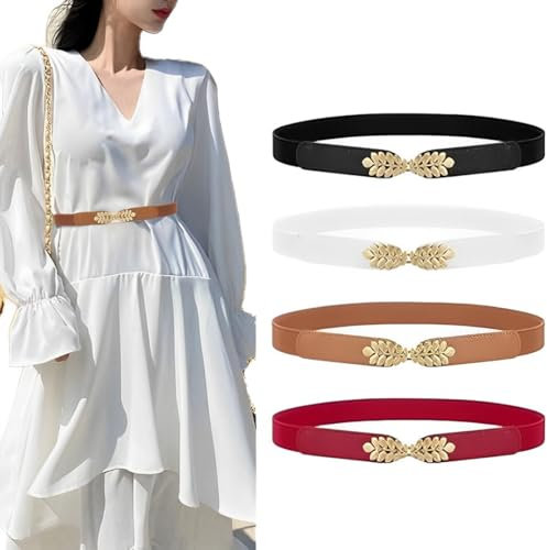 4 Pcs Damen Stretch Gürtel Vintage Kleid breiter Gürtel Damen Mode Korsett Gürtel