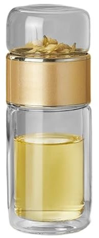 Tasse à Thé avec Passoire en Verre, Bouteille Infuseur Isolée à Double Couche pour Séparation d'Eau - Idéal pour Maison et Voyage