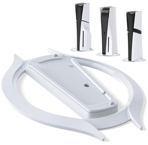PlayVital Soporte Vertical para ps5/Slim/Pro/Estándar Consola, Base Ahorra Espacio, Accesorio Universal con Almohadillas Antideslizantes para ps5 Pro/Slim, Estabilidad Mejorada (Blanco)