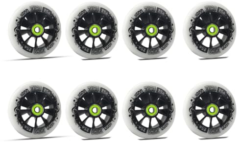 JCXYL EV Roues de Roller en Ligne 90 mm/100 mm/110 mm 85A de Rechange en PU pour intérieur/extérieur, Lot de 8 avec roulements,B,100MM