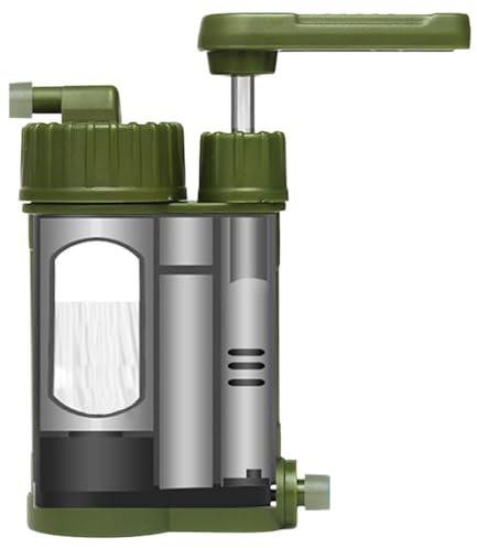 Purificatore d'acqua portatile per esterni – Filtro pompa da campeggio, dispositivo di emergenza | di filtrazione di flusso diretto ad alta efficienza per escursioni di zaini e rapido liquido