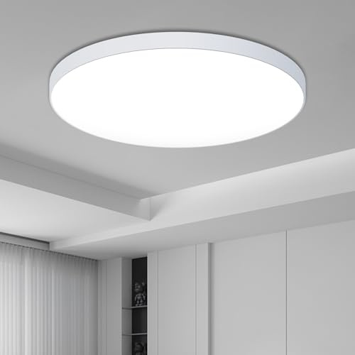 Bathroom Light 6500K Cool White, 24W 2400LM Ceiling Lights LED, 200W Equivalent, Waterproof IP44, Non-dimmable, Round Flush Ceiling Light For Bedroom,Kitchen, Hallway, Toilet, Ø28cm, Pack of 1