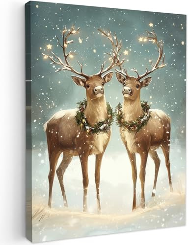 MuchoWow© Stampa Regali Decorazioni Natilizie 30x40 cm Quadro Moderno Quadri Moderni Soggiorno Con Cornice Camera Da Letto Matrimoniale Decorazione Canvas Magia del Natale - Foresta invernale