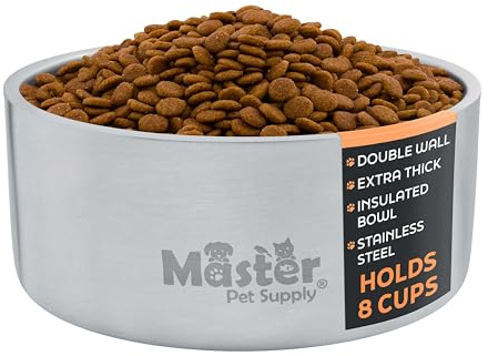Master Pet Supply Stainless Steel Dog Bowls 64 oz Heavy Duty Stainless