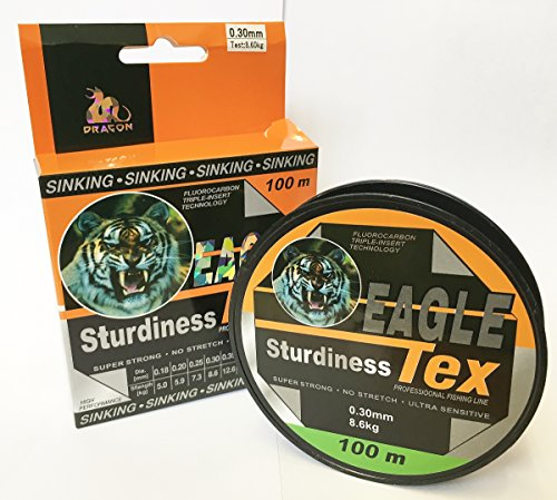 Qualitäts Fluorocarbon Angelschnur, Länge 100m MONOFILE Schnur, Tragkraft:0.20mm. 5.9Kg