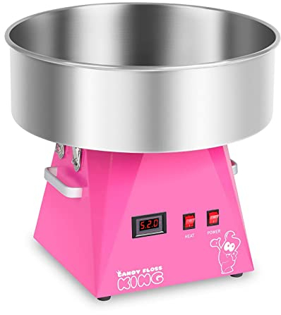 Royal Catering RCZK-1030-W-R Machine a Barbe a Papa Professionnelle (Ø 52 cm, 1030 W, 1 portion / 30 s, Acier Inoxydable) Rose