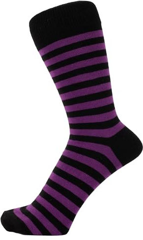 ZAKIRA Calzini in Cotone Pettinato – Calzini Business a Righe per Uomo e Donna, Cotone Morbido e Traspirante, 40-46 (EU), Viola/Nero