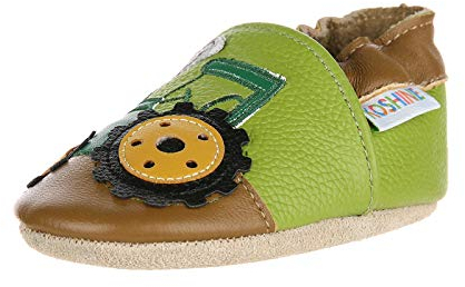 koshine Weiches Leder Krabbelschuhe Baby Schuhe Kinder Lauflernschuhe Hausschuhe 0-3 Jahre (12-18 Monate, Traktor)