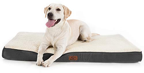 BEDSURE orthopädisches Hundebett Grosse Hunde - 112x81x7.6cm Hundekissen flauschig Hundematte waschbar Hundematratze in grau für große Hunde