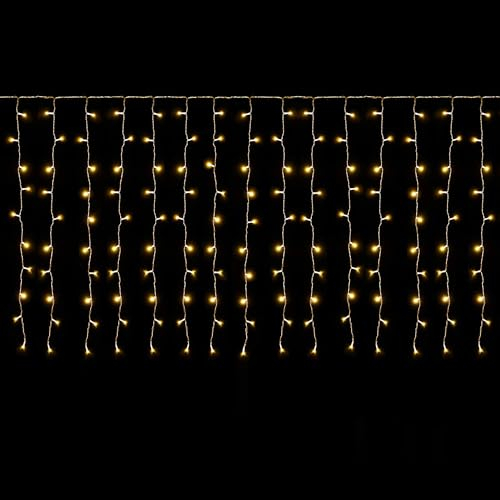 SALCAR 3m x 1m LED Tenda con Catena di Luci, Catena luminosa 150 Leds 9 modalità impermeabile decorazione per Decorazioni Natale - Bianco Caldo