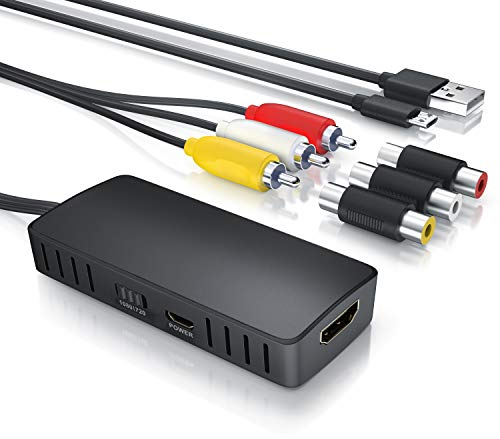CSL - RCA auf HDMI Konverter - AV Composite Adapter - kompatibel zu Pal und NTSC - Ausgabe 720p und 1080p FullHD - Ladekabel - für Videokameras Videorekorder Spielekonsolen - Audio Video Adapter