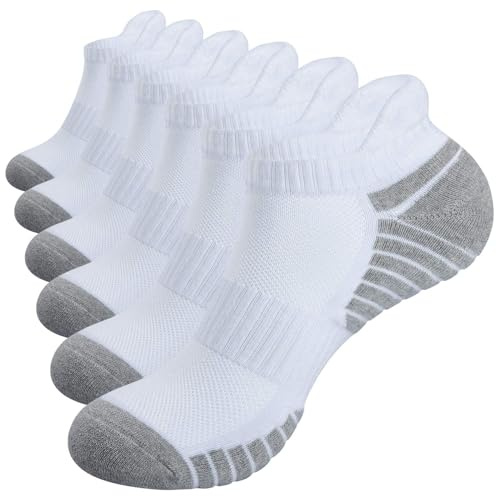 Alaplus Running Socks Cushioned Trainer Socks Anti-Blister Sports Socks Ankle Socks for Men Women Ladies Cotton Low Cut Athletic Socks (6 Pairs)