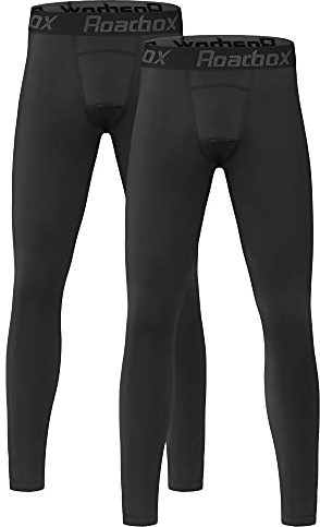 Roadbox 2 Pack Boys Compression Pants Leggings Base Layer Underwear Youth Quick Dry Spandex Tights Running Football